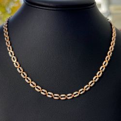 Jewelry 14k solid rose Gold fancy link 17.50” Chain necklace 6.70 grams 5.00mm