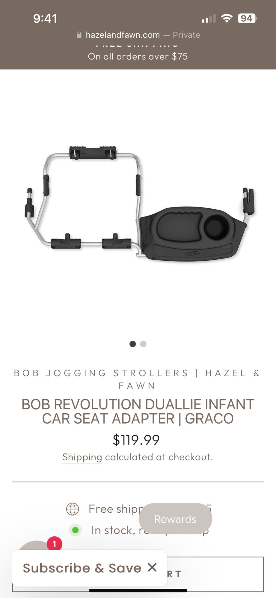 Car seat Adapter For Bob Double Jogging Stroller