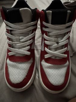 Red and White High-Top Sneakers