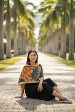 My AZORES Scarf By Isabel Roque Viscose & Wool Made in P.R.C.  25”x71” Hand-painted panel