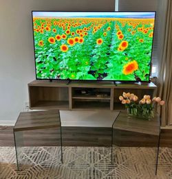 Modern Living Room Set - Tv Stand + 2glass End Tables