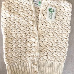 Brand New Vintage Aran Ireland Handknit Wool Sweater Vest Size S