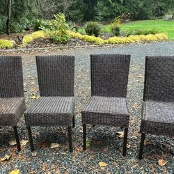 Brown Kubu Rattan and Mango Wood Dining Chairs