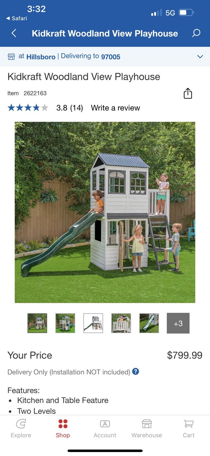 Kidkraft Woodland View Playhouse Wooden From Costco