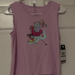 Brand New Girls Adidas Lilac Flamingo Print Top Size L (14) Kids 