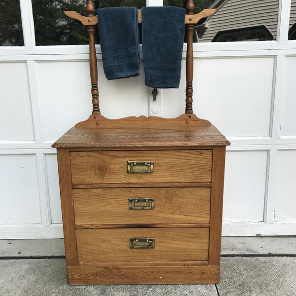 Rare Opportunity Solid Oak Primitive Dry Sink With Towel Bar For Open In The Continue To Mobile Website