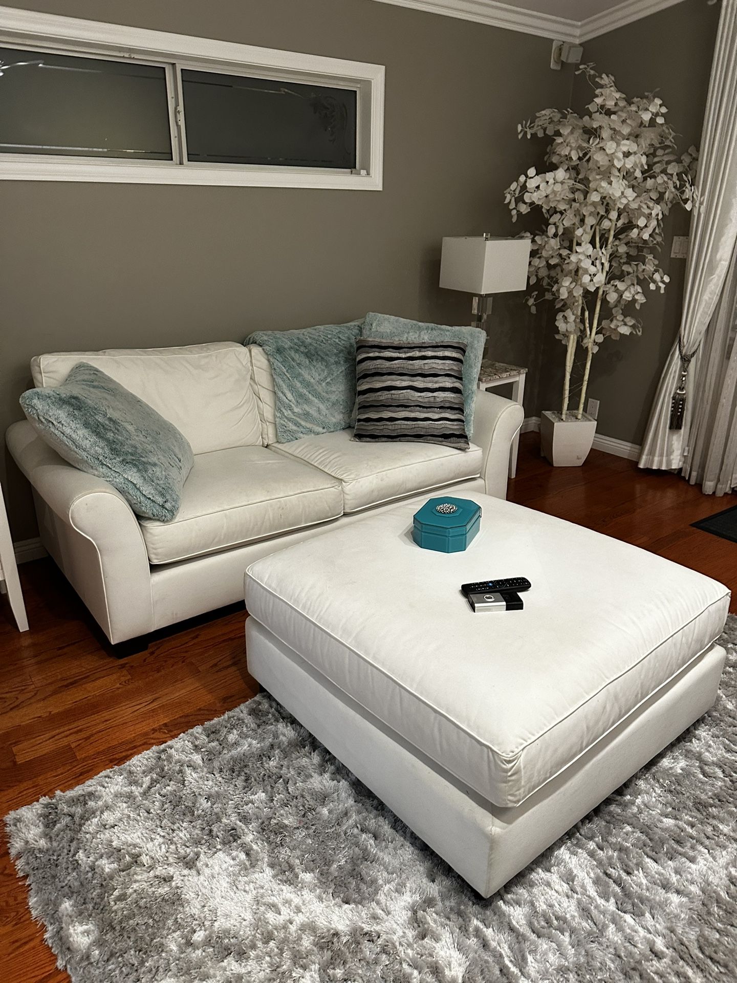 Pottery Barn- White Couch & Ottoman