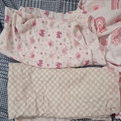 3 Swaddle blankets/3 girlbassinet sheets/2 receiving blankets