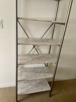 Modern White And Silver Marble Shelf 5 Tiers