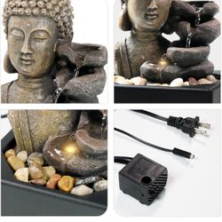 Tabletop Waterfall Fountain Indoor - Buddha Water Fountains 4-Tier 