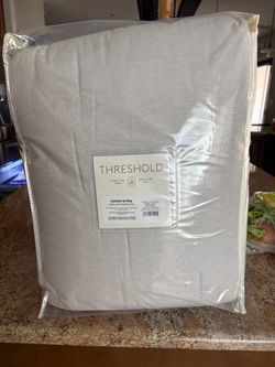 Threshold King Comforter Set Cotton Linen Chambray Gray