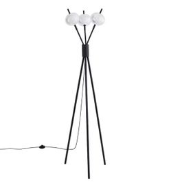 64.96 in. Black Modern 3-Light Dimmable Tripod Floor Lamp Plug-in for Living Room with Clear Globe Acrylic Shad