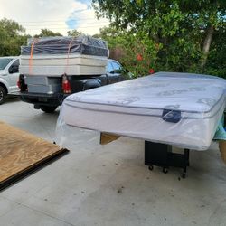 Queen size thick pillow top bed can deiver 