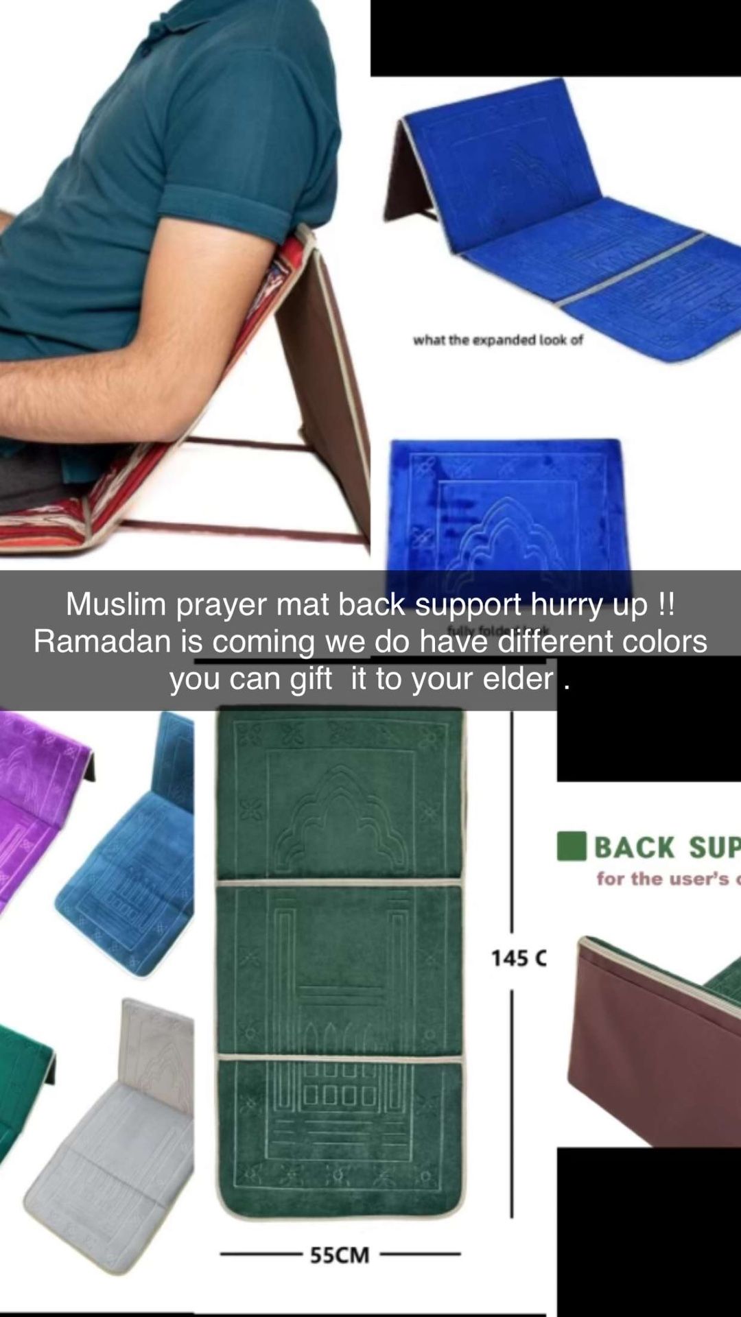 Muslim Prayer Rug - Islamic Prayer Mat Back Support - Thick Padded Islam