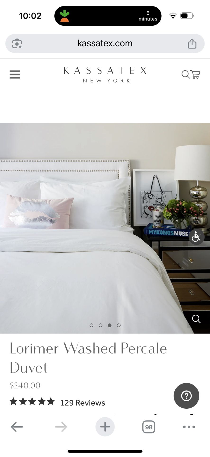 Brand-New King-Size Kassatex Lorimer Washed Percale Duvet Cover
