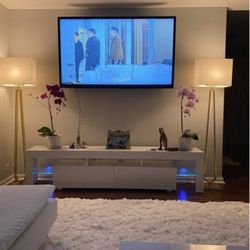 White TV Console Glossy White