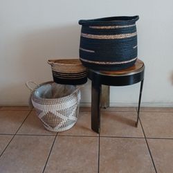 3 Boho Baskets Black / Tan Color