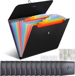 14 PCS Office Accordion File Organizer Bulk w/13 Pocket Plastics Expanding Folder & Tabs