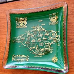 Vintage Glass Souvenir Trinket Dish Isle Of Wight 