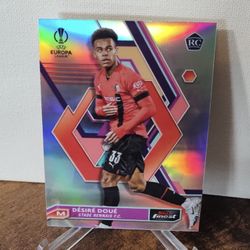 2022-23 Topps Finest UCC Stade Rennais RC Desire Doue Refractor PSG Rookie soccer card UCL MOTM 2025 Champion . Top 5 player in the world 
