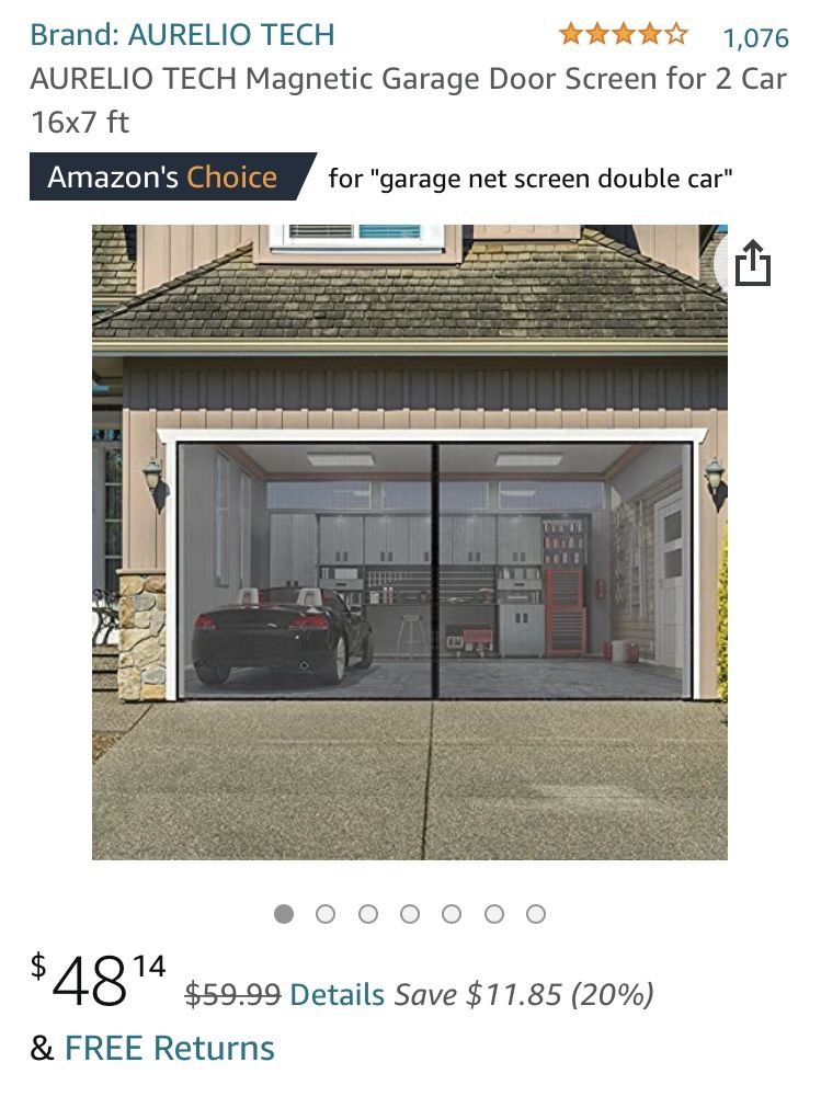 *New* Magnetic 2 Car Garage Door Screen Porch Screen 16x7 ft