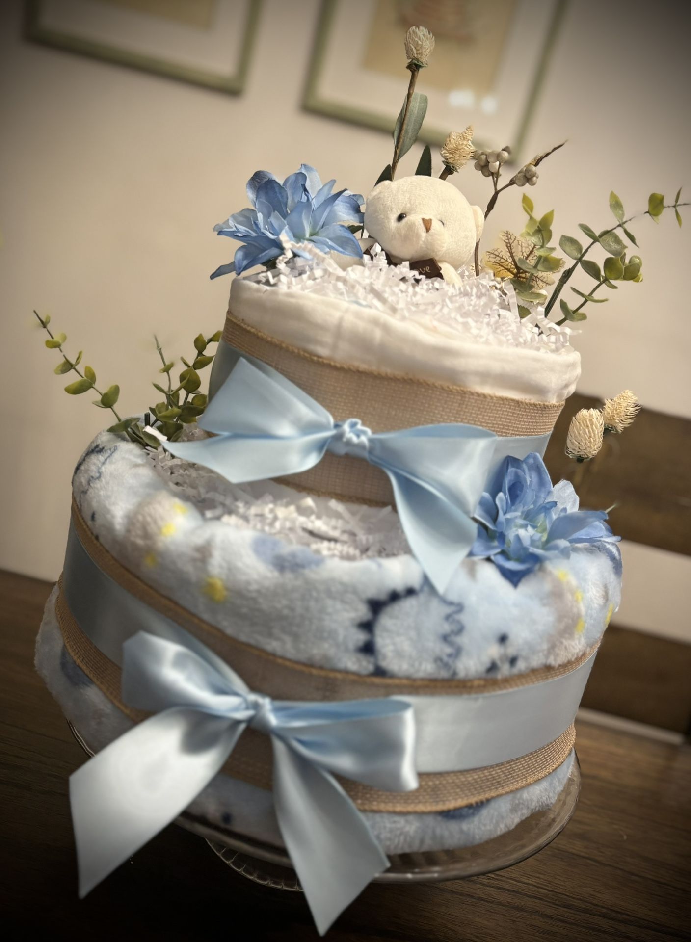 New Baby Boy Diaper Cake Blue Baby Shower Gift