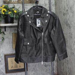 Nwt Future Collective Leather Moto Jacket (contact info removed)7 Black M