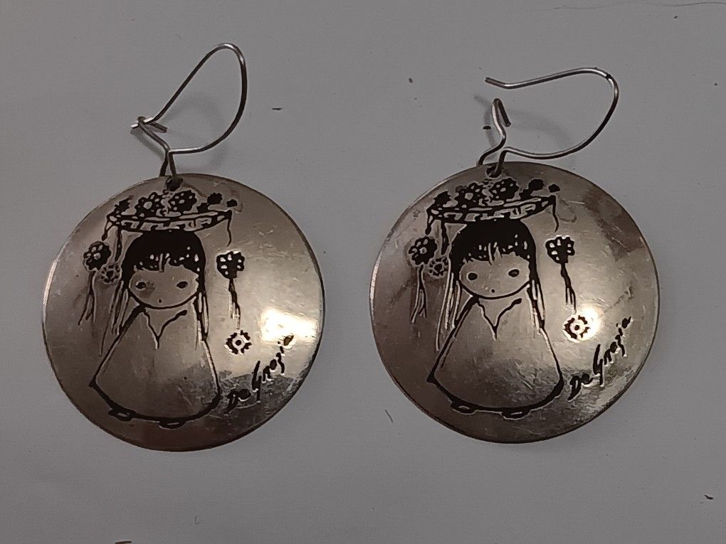 Native American Silver Earrings signed by Ettore "Ted" DeGrazia