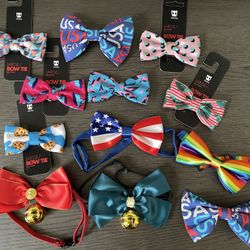 brand new dog bow tie bundle lot rainbow unicorn USA