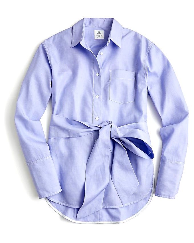 Thomas Mason J.Crew tie-waist button-up Shirt Top T Tee Shirt Blouse Women's Size 8 Blue   