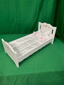 NEW, Firm, Badger Basket Doll Bed with White Bedding - White Rose 