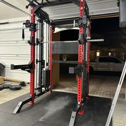 PRO SERIES Ultimate 3-1 Half Rack Functional Trainer w/Smith Machine Bar | 400lb Stack | Gym Equipment | Fitness | Commercial | Squat Rack 