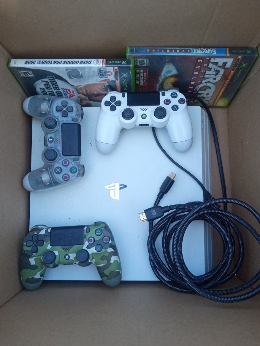 PS4 Pro Console 1TB, 3 Controllers & 3 Games, with Power Cord & HDMI Cable