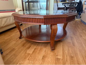 Traditional Glass Top Coffee Table – $425 OBO