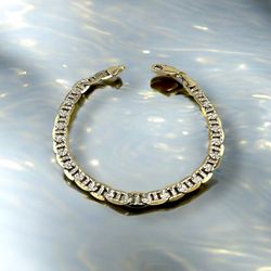 14kt Two Tone Gold Gucci Flat Diamond CT Style Bracelet