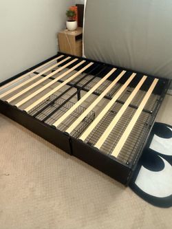 Queen Platform Bed Frame with Under-Bed Storage Drawers