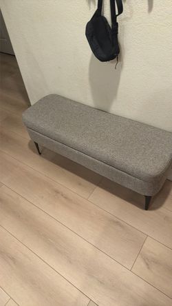 Gray Upholstered Storage Bench / Ottoman