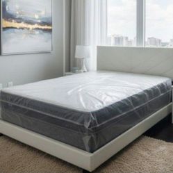 QUEEN Size Bed Frame With Mattress And Box Spring Set Cama Nueva 