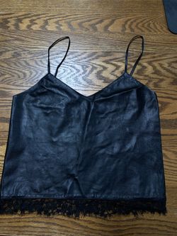 The Kooples Designer Leather And Lace Tank