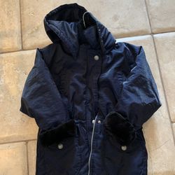 Girls Navy Blue Winter Jacket Size 7/8