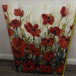 Large Red Flower Canvas Painting