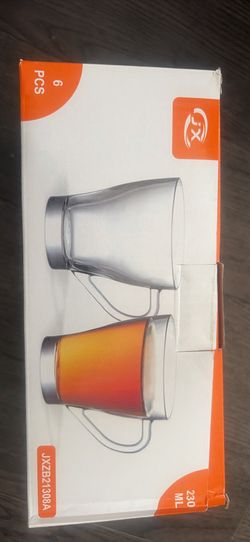 JX 230ml Clear Glass Mug Set (6-Pack)