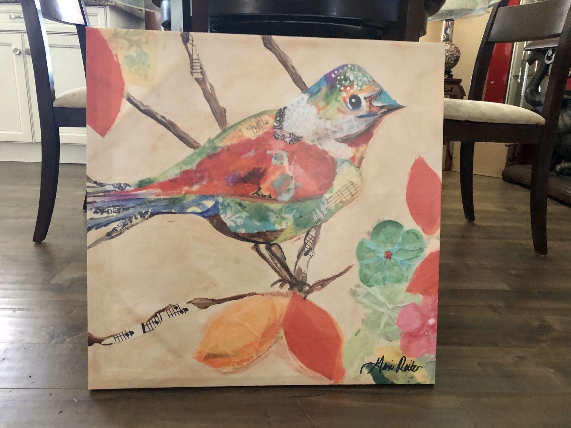 Beautiful Bird Music Abstract Wall Art on Canvas 24” x 24”