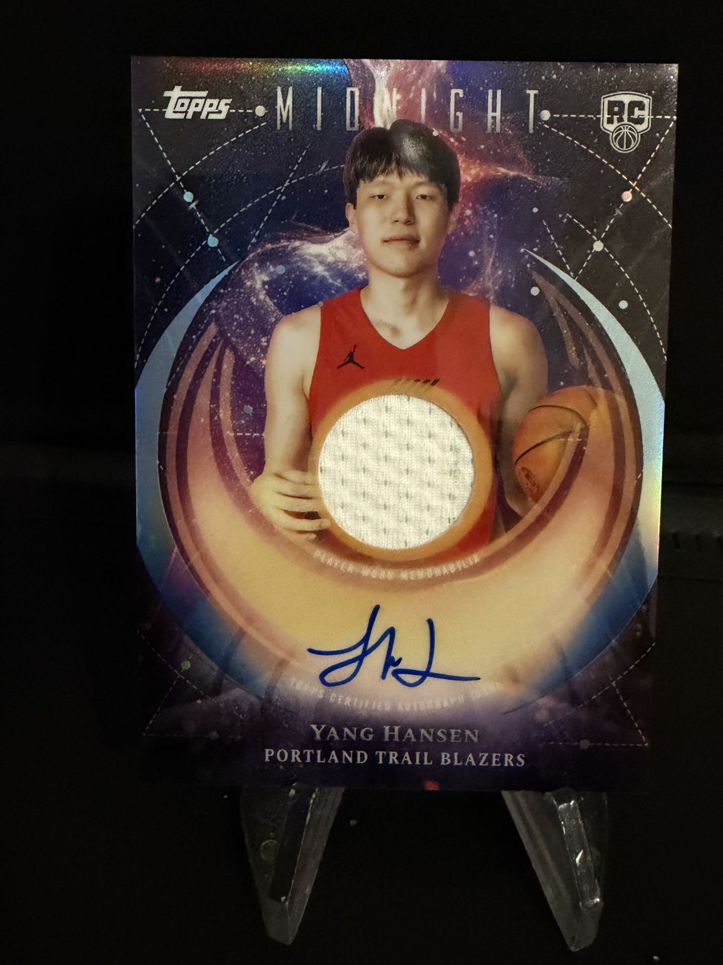Yang Hansen Topps Midnight Rookie Jersey On Card Autograph