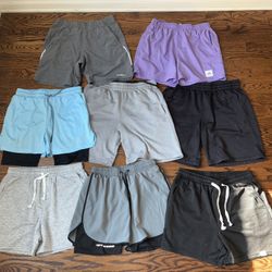8 Mens sz M Shorts Lot - Champion Adidas Eddie Bauer - Casual Athletic