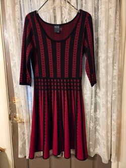 Gabby Skye Red Black Knit Sweater Dress new