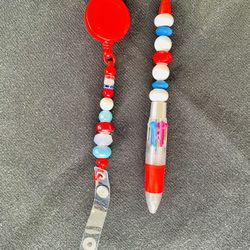 Badge Reel With Matching Pen, Medical Uniform Accessories, Valentine’s Day Gift
