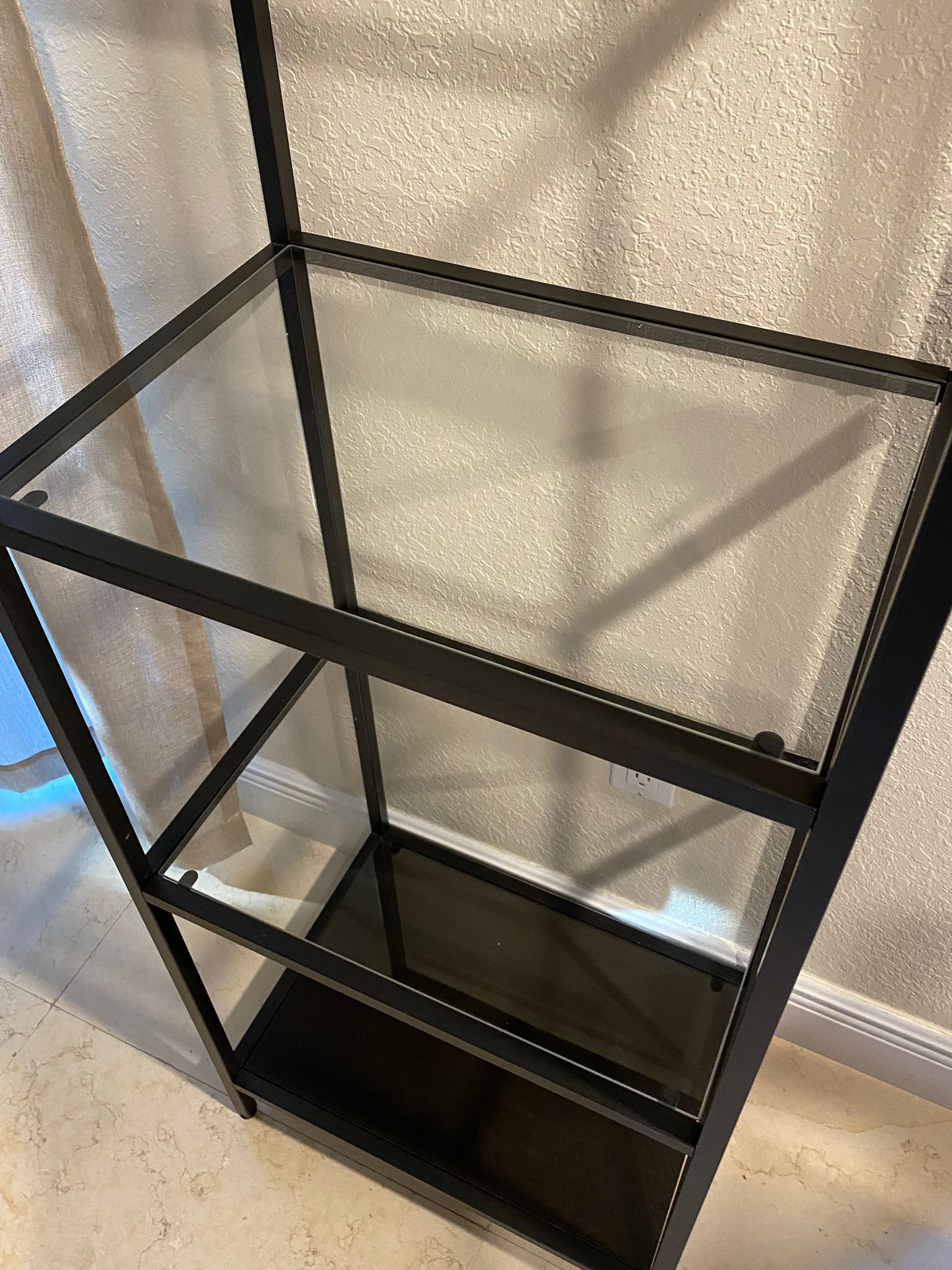 IKEA VITTSJO Shelf unit blackbrown metal frame and tempered glass