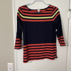 J. Crew 3/4 Sleeve Striped Blouse Size M