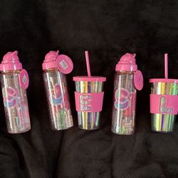 Claire’s Water Bottle w/3 Pc Makeup Or Initial Tumblers $10 EACH ! ❤️‍🔥
